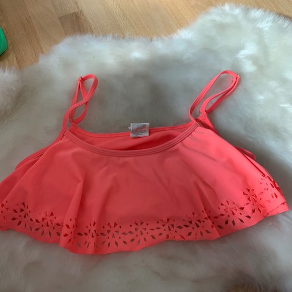 NWOT Roxy Swim Coral Bikini Top, Ruffles.‎ Large - Picture 1 of 4